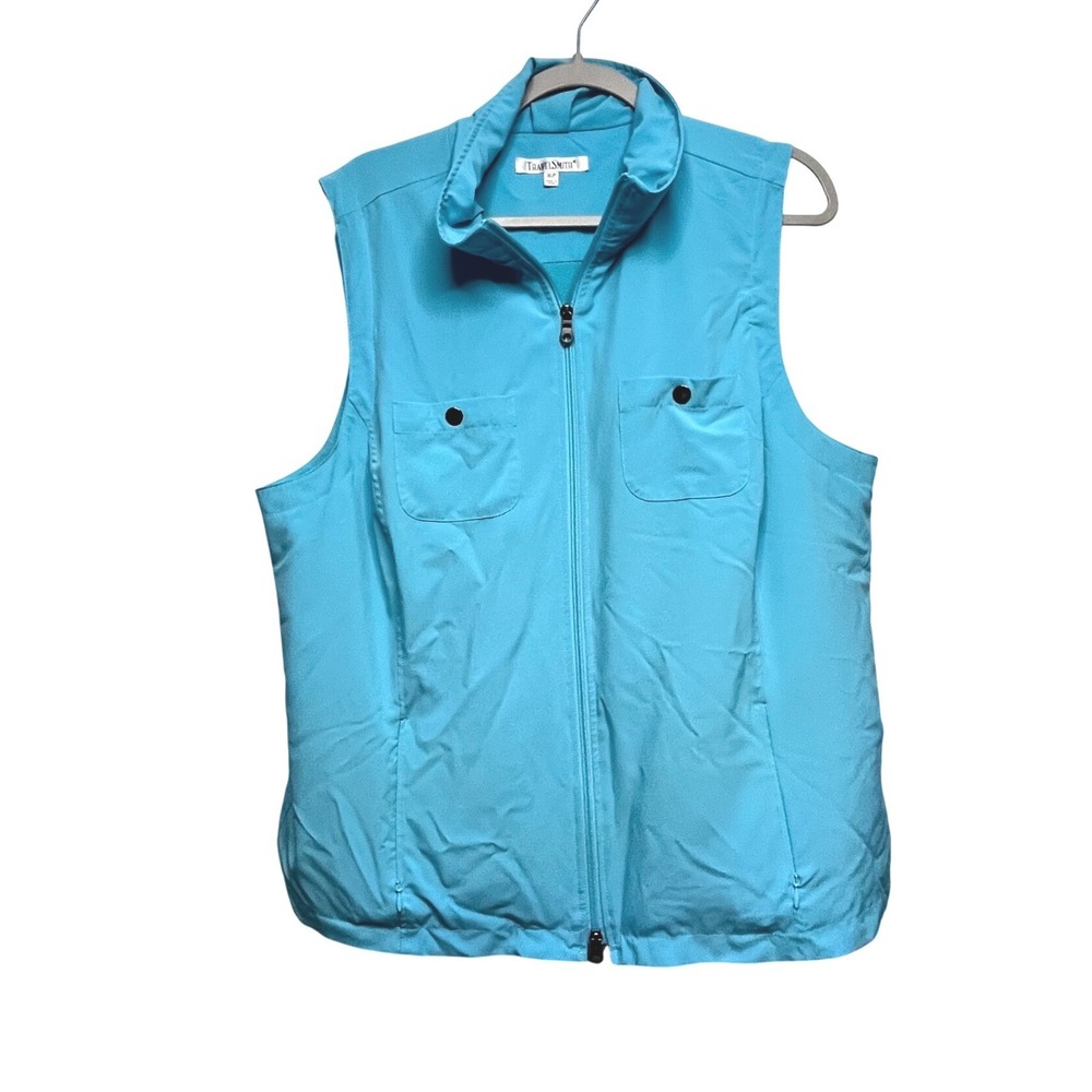 TravelSmith Womens XLP Blue Full Zip Mesh Lined Stretch Vest Travel Gorpcore